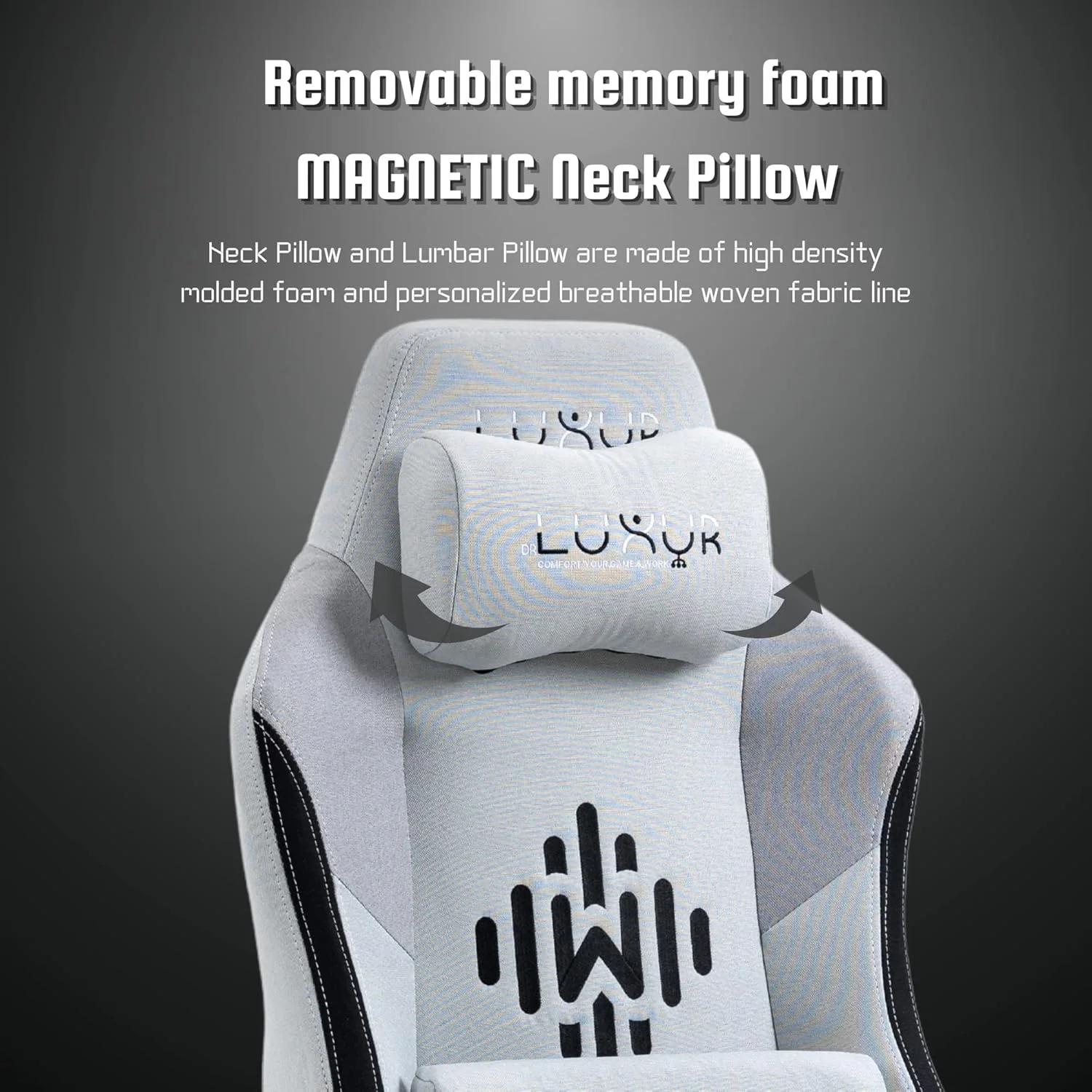 Dr luxur Weavemonster Ergonomic Gaming Chair for Office Work at Home with Breathable Honeycombed Fabric, Magnetic Neck & Lumbar Pillow, Footrest, 4-D Armrest with 180 Degree Recline (Grey) - Image 2
