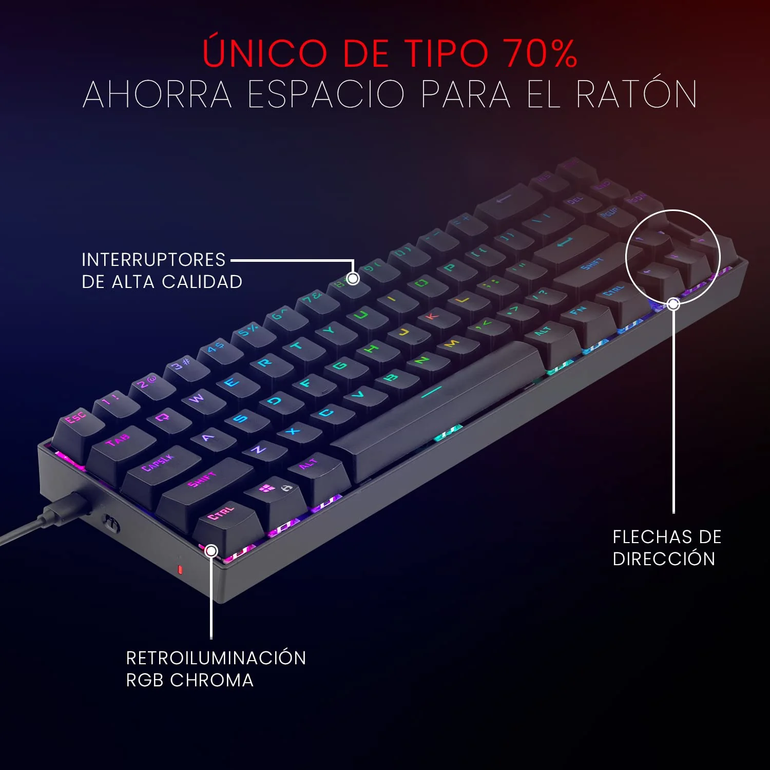 Redragon K599 Diemos RGB LED Backlit Mechanical Gaming Keyboard (Black) - Image 3